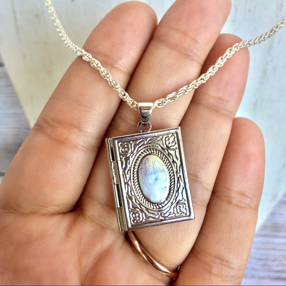 Antique Sterling Silver Locket Necklace Pendant